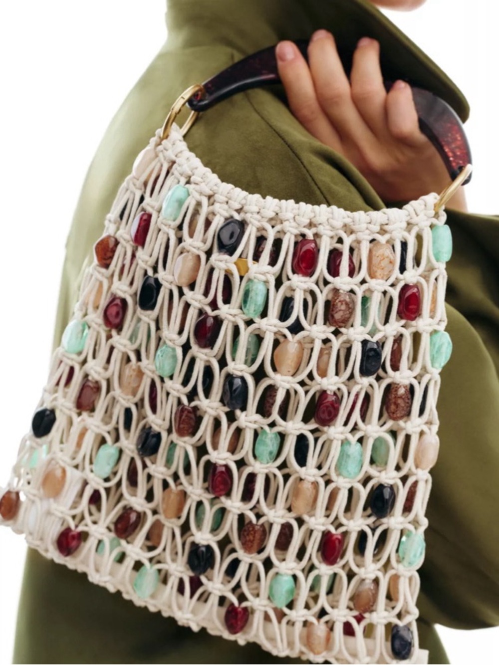 Zara Crochet Beaded Bucket Bag